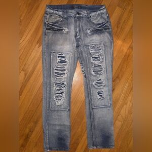 Men's Distressed Blue Jeans